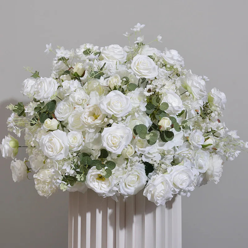 Elegant White Rose and Baby's Breath Flower Ball Decor