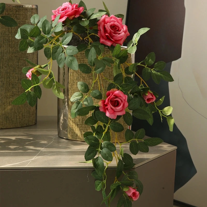 Artificial Cascading Rose & Greenery Garland