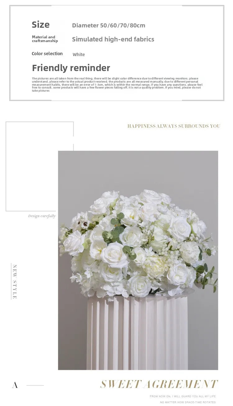 Elegant White Rose and Baby's Breath Flower Ball Decor