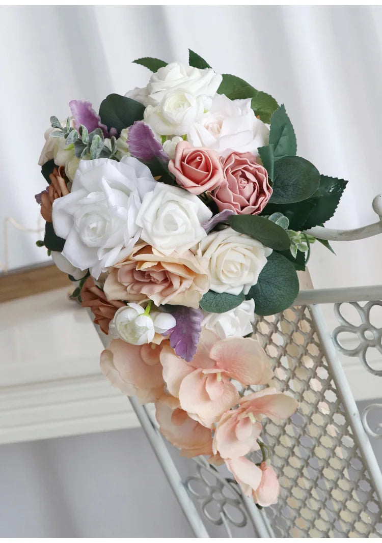 Elegant Cascading Rose Bouquet Bridal Floral Arrangement