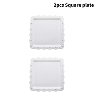 2 square/rectangular dessert plates PP material can be reused for hotel restaurant wedding birthday party