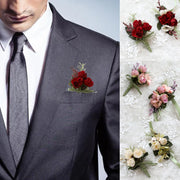 Silk Rose Wedding Boutonniere