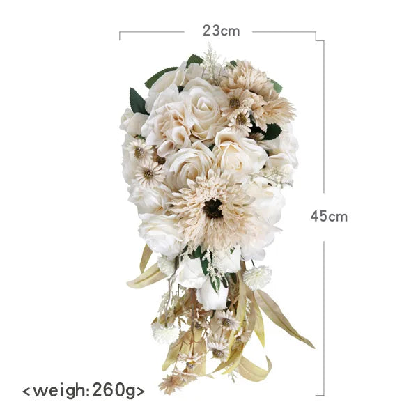 Champagne Cascading Bridal Bouquet