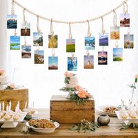 Wooden Beads Photo Garland Banner Wedding Decoration For Home Living Room Decoration Wall Hanging Photo Display Rustic Decor