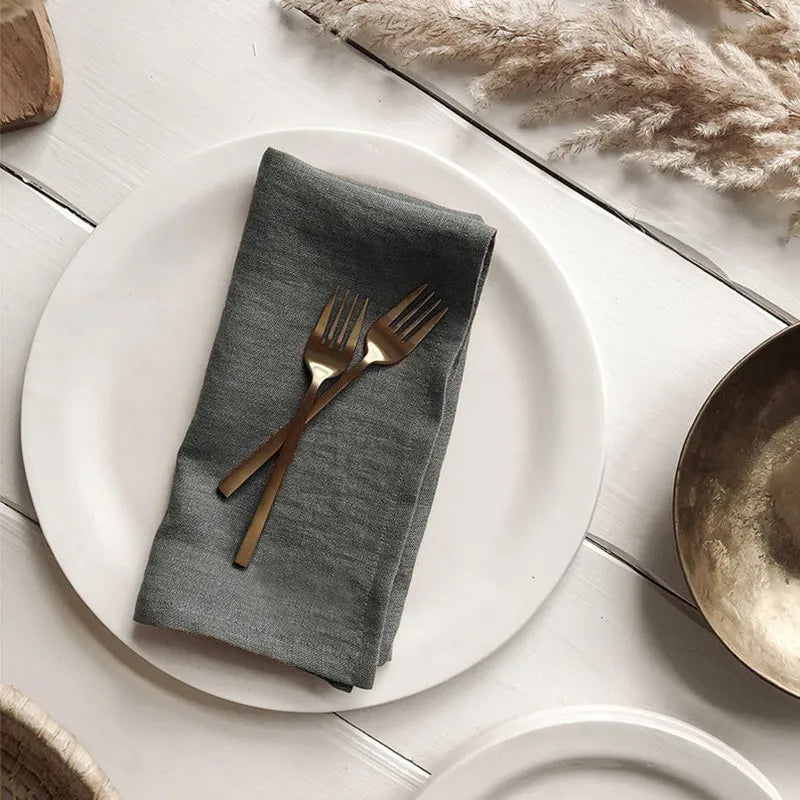Set of 4 Cloth Napkins 100% Pure Linen 16x16Inch Hemmed Dinner Napkins