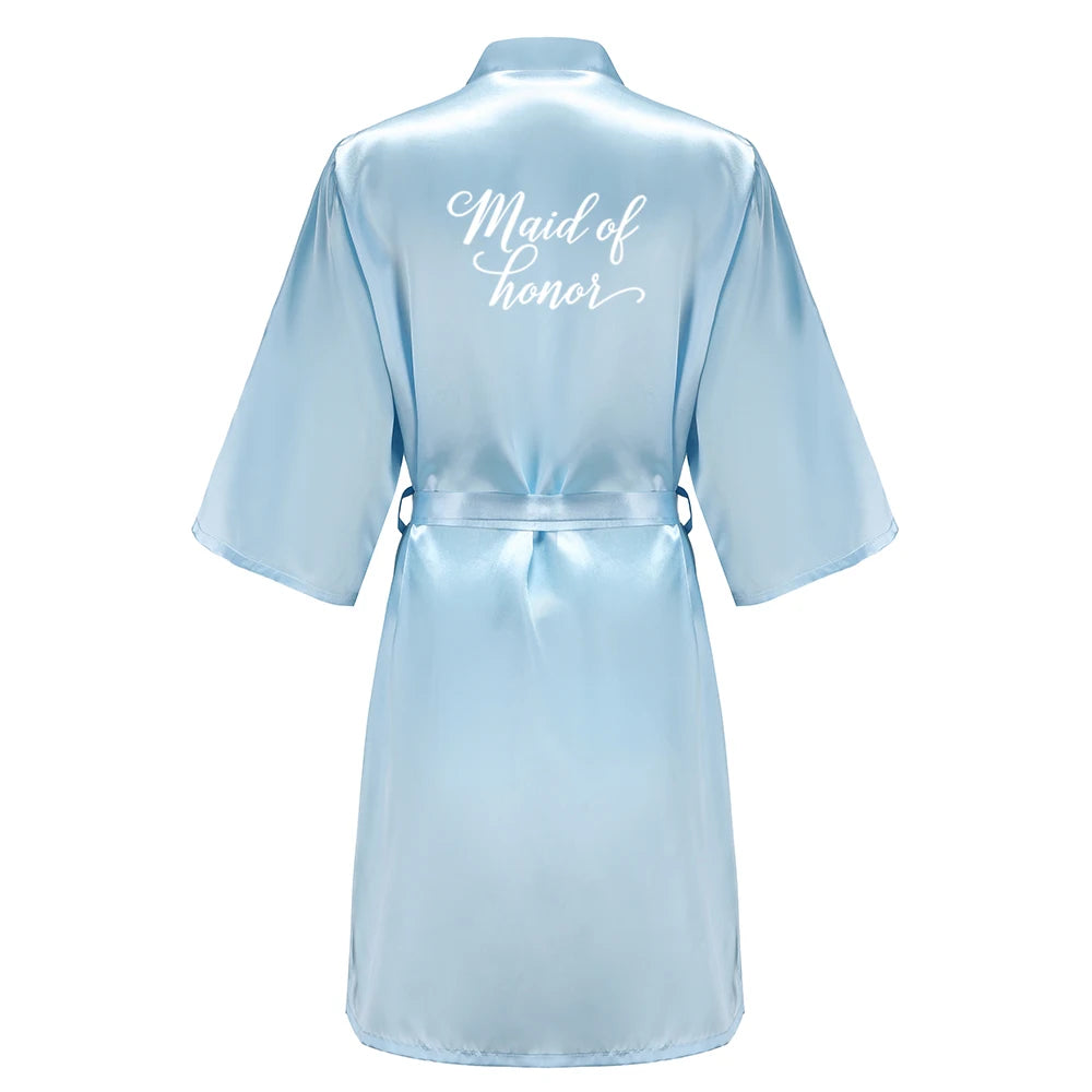 Light Blue Women's Satin Robe for the Wedding Party