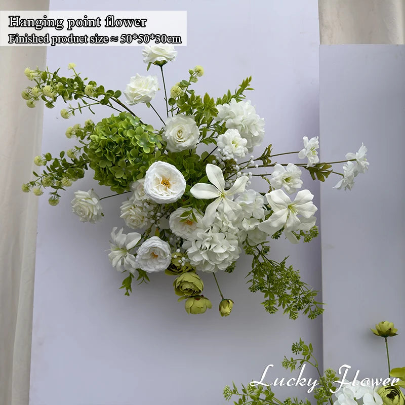 White Green Flowers Wedding Decoration Artificial Flowers Floral Backd