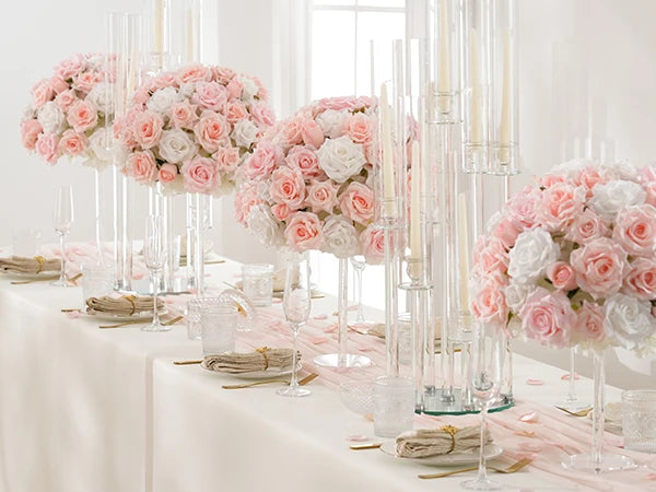 Baby Pink and White Table Flower Centerpieces