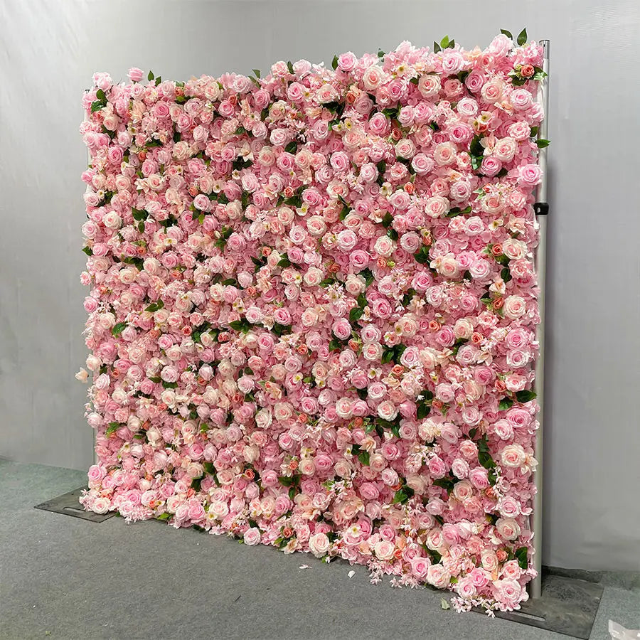 Pink Cloth Flower Wall Rose Hydrangea Backdrop