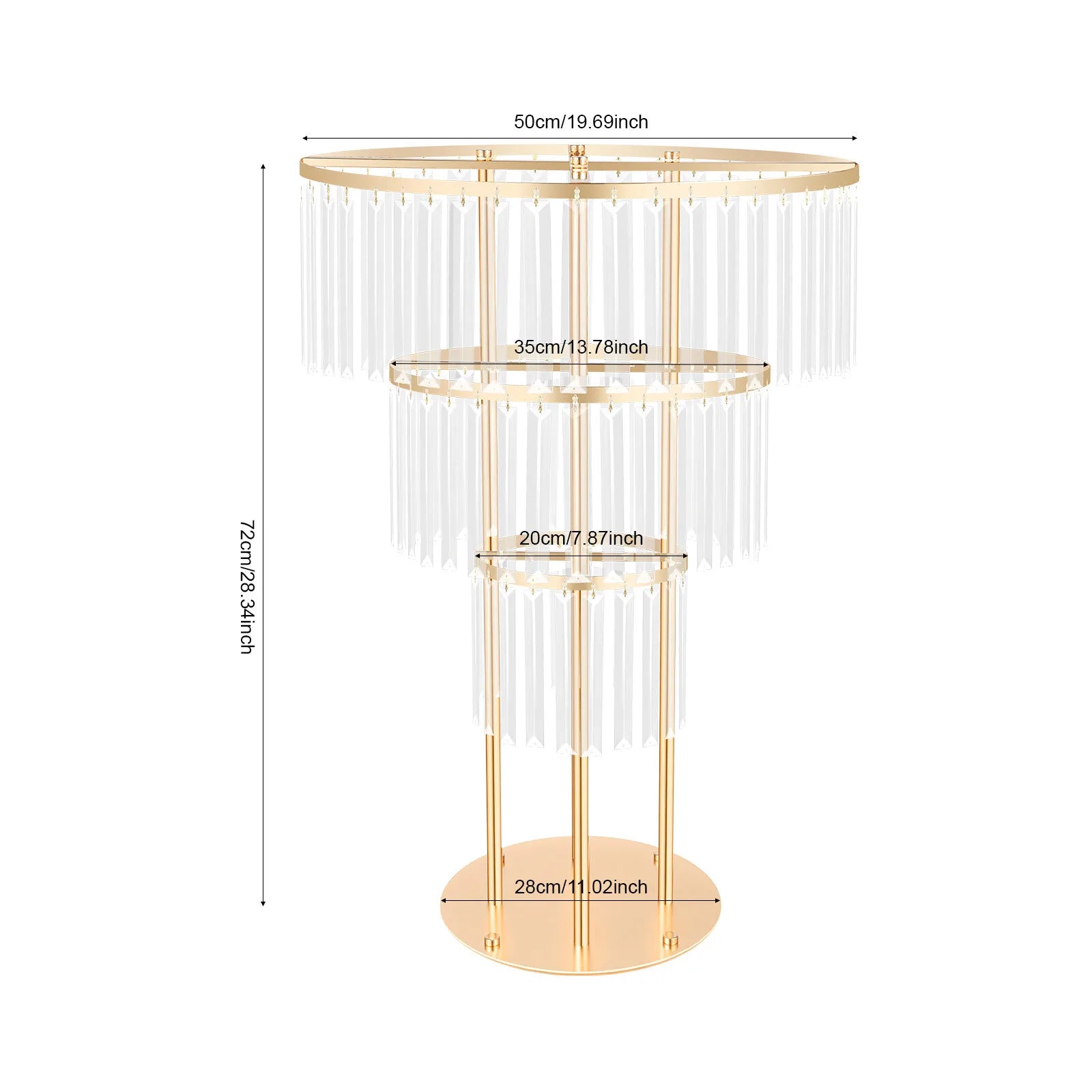 3-Tier Gold Crystal Flower Stand