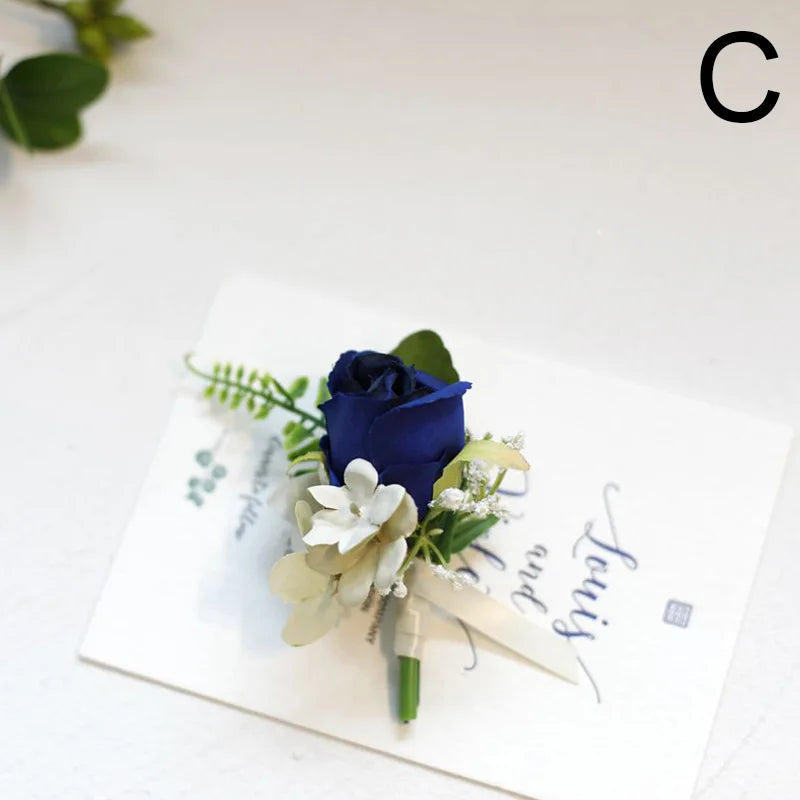 Silk Rose Wedding Boutonniere