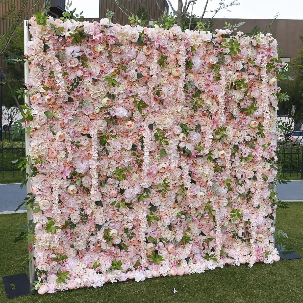 Pink Cloth Flower Wall Rose Hydrangea Backdrop