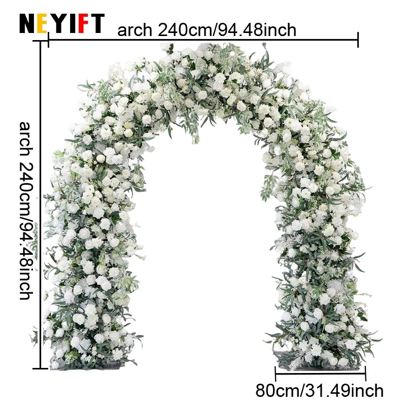 Green Olive Leaves White Rose Peony Flower Arrangement