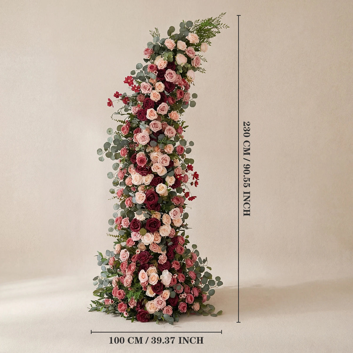 Romantic Rose & Eucalyptus Wedding Arch Floral Arrangement