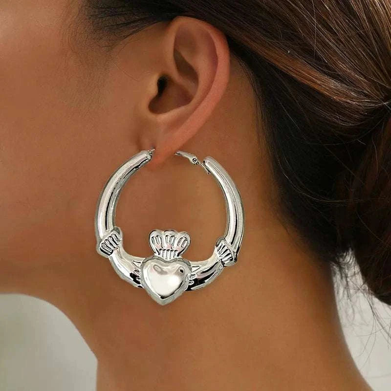 New Style Gold Color Heart Hoop Earring Women Girls Gifts Simple Fashi