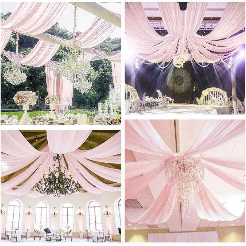 Wedding Arch Drape Roof Ceiling Decor Sheer Chiffon Tulle Curtain Drap