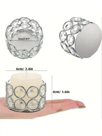 Silver gold crystal tea candle holder with circular design for wedding and family gathering decoration