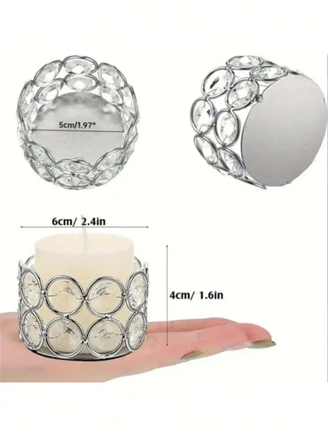Silver gold crystal tea candle holder with circular design for wedding and family gathering decoration