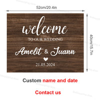 52x40cm Custom Wedding Welcome Sign Wooden Pattern KT board Welcome Sign Baby Shower Birthday Customized Party Signs Decorations