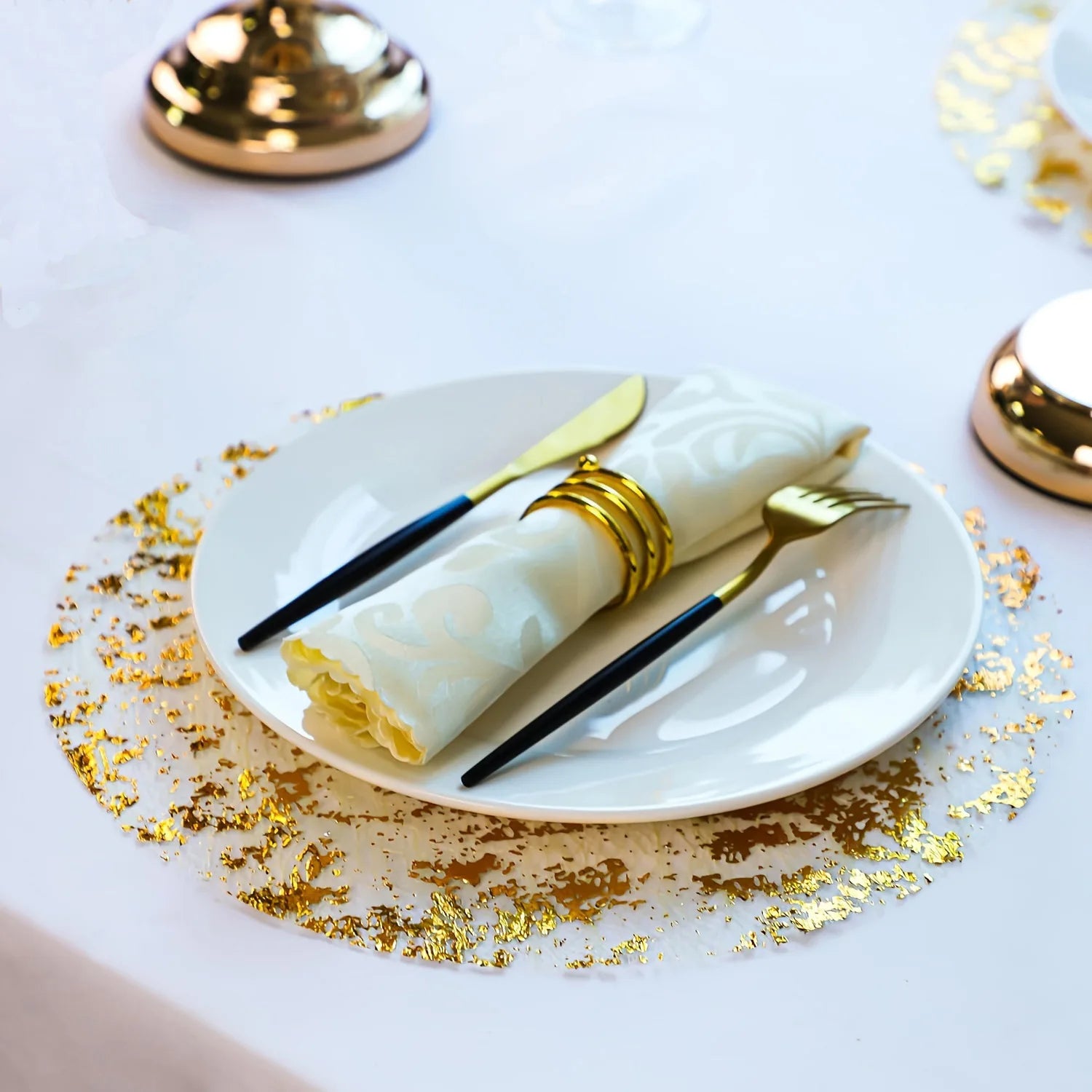 Luxury Gold Silver Foil Placemats Dining Table