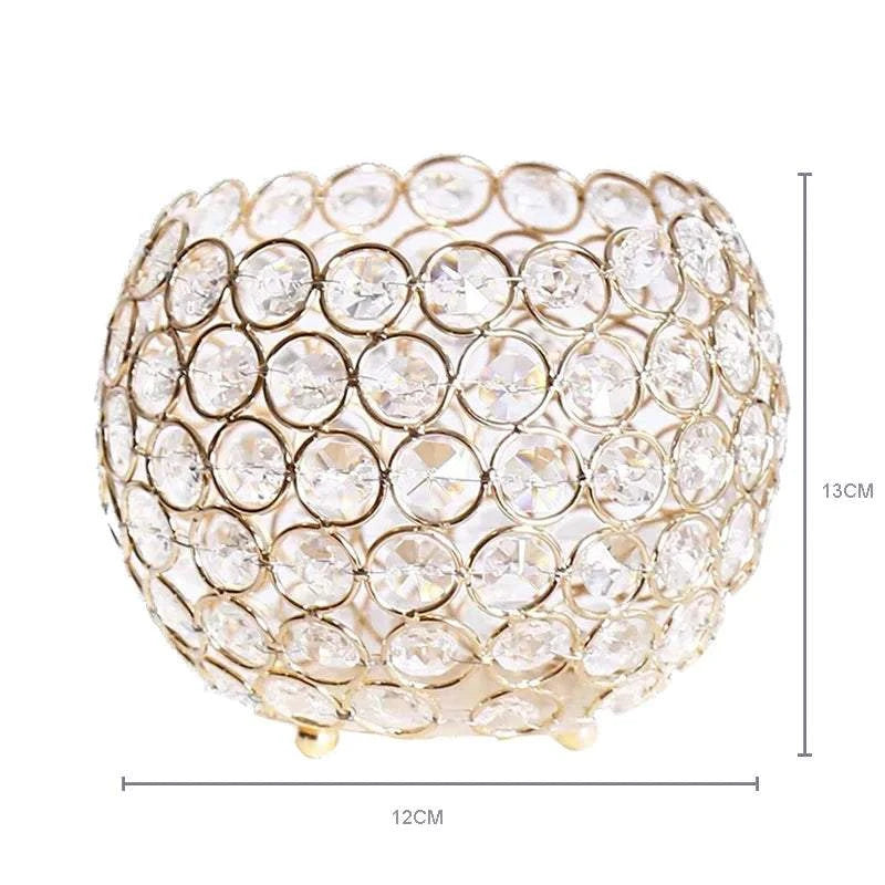 Gold Crystal Candle Holder for Wedding Centerpiece Tealight Candlestic