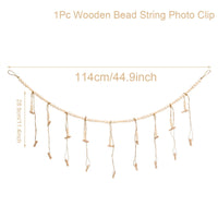 Wooden Beads Photo Garland Banner Wedding Decoration For Home Living Room Decoration Wall Hanging Photo Display Rustic Decor