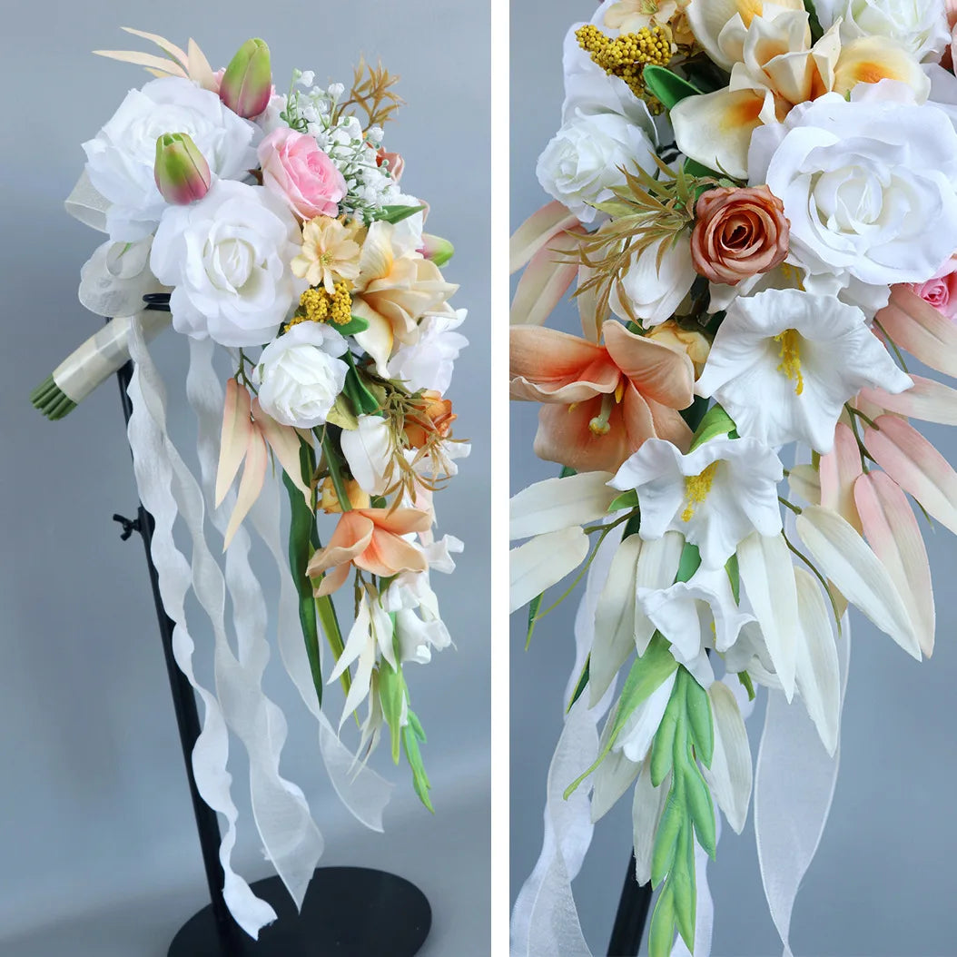 Silk Rose Bridal Flower Bouquet