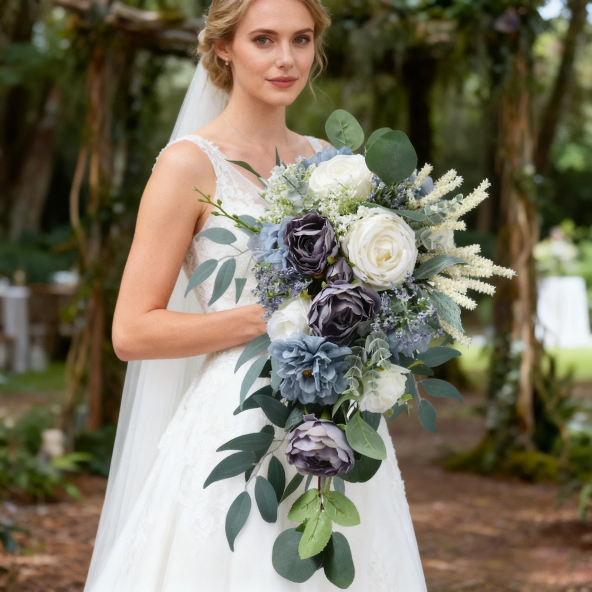 Beautiful Hues of Blue Cascading Bridal Wedding Bouquet