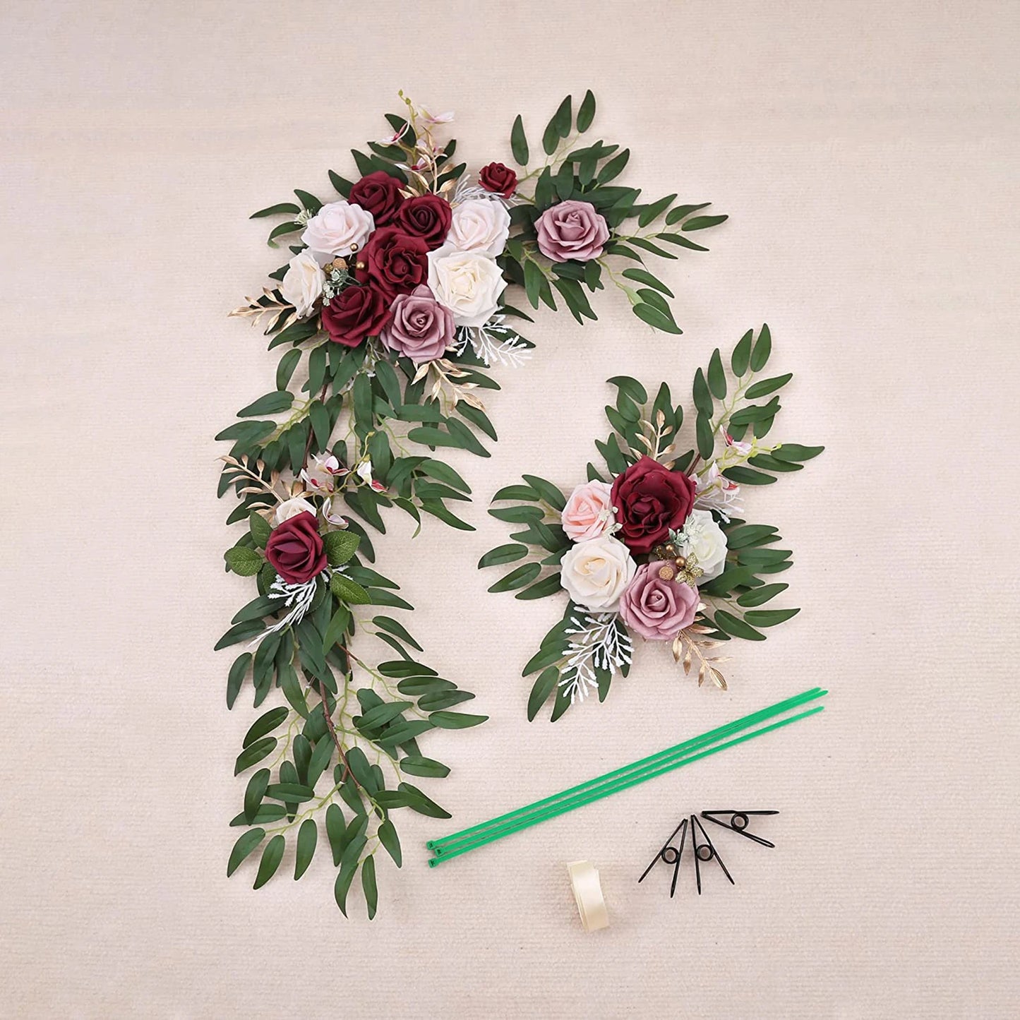 Large 2Pcs Artificial Flower Swag Floral Swag Garland Wedding Arch Flowers Kit for Sign Rustic Artificial Floral Swag Arch Decor