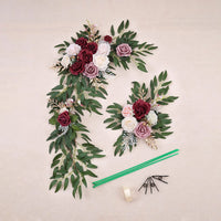 Large 2Pcs Artificial Flower Swag Floral Swag Garland Wedding Arch Flowers Kit for Sign Rustic Artificial Floral Swag Arch Decor