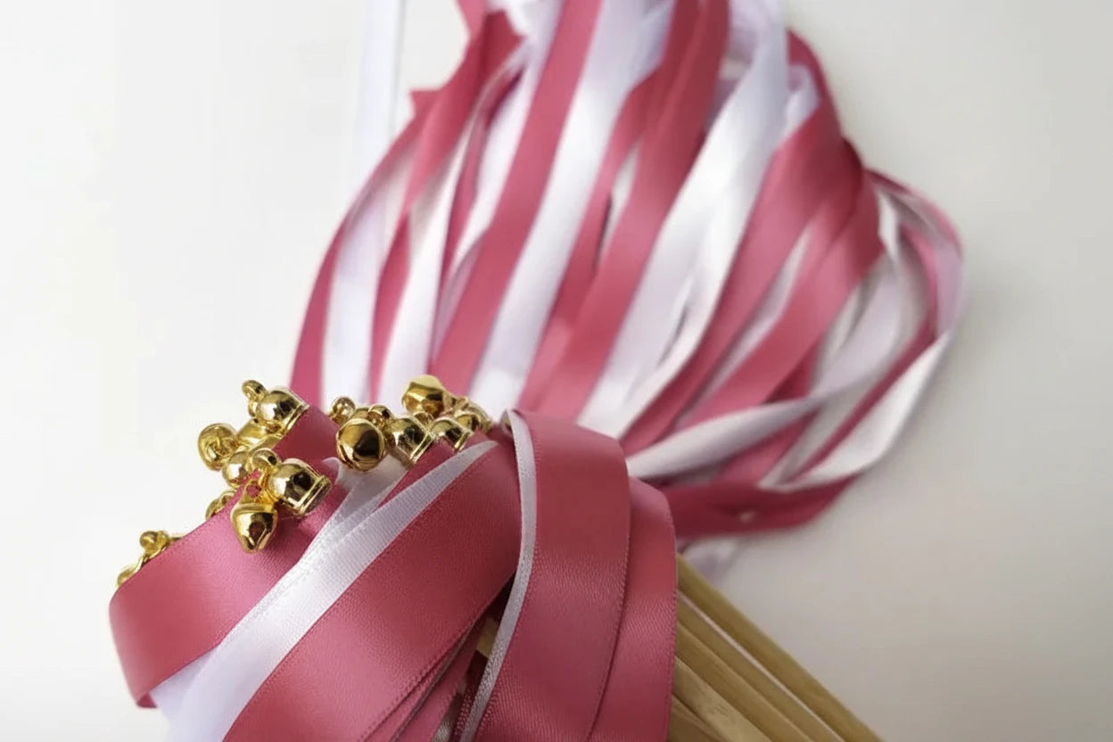 Dark Pink Wedding Ribbon Wands