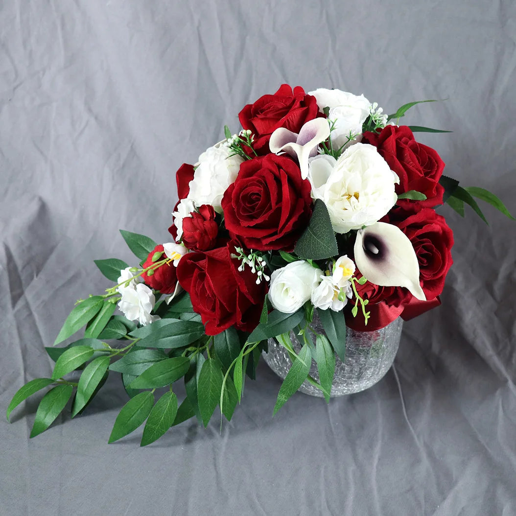 Rose Bridal Bouquet with Ribbons