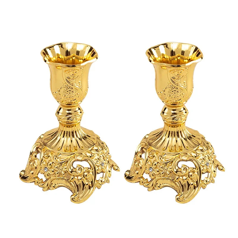 Vintage Candle Holder Set in Gold and Silver