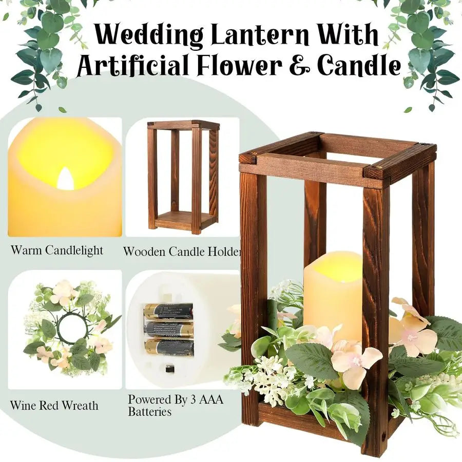 10-Piece Wedding Lantern Set with Candle and Flowers