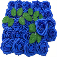 25pcs Artificial Flowers, Fake Flowers Roses W/stem For DIY Wedding Bo