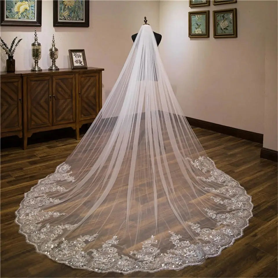 Cathedral Lace Applique Wedding Veil