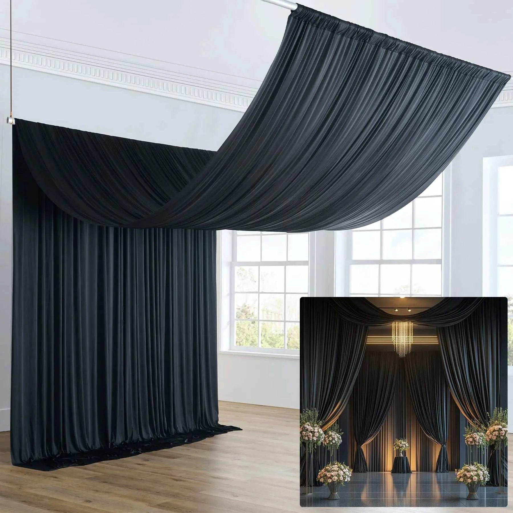 5FTx20FT Backdrop Ceiling Drapes Wrinkle Free Tent Draping Curtains fo