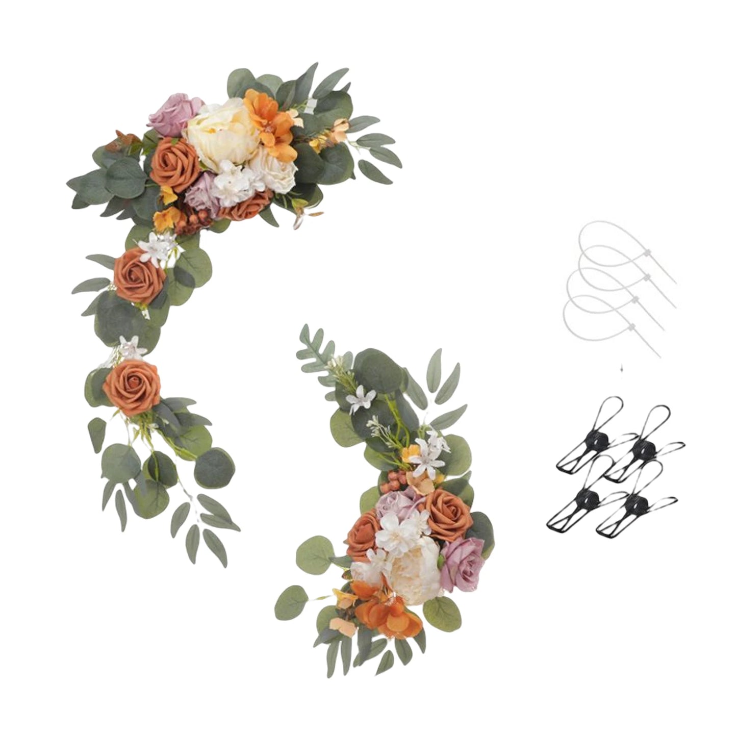 Large 2Pcs Artificial Flower Swag Floral Swag Garland Wedding Arch Flowers Kit for Sign Rustic Artificial Floral Swag Arch Decor