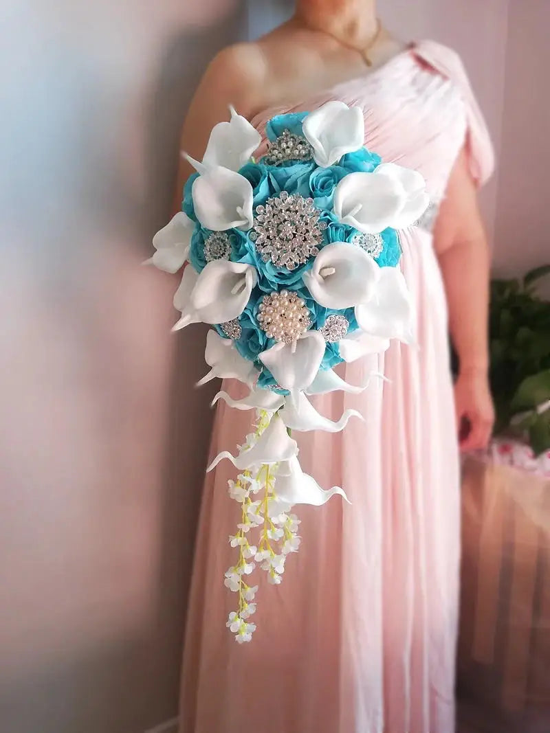 Red Pearl Crystal Bridal Bouquet