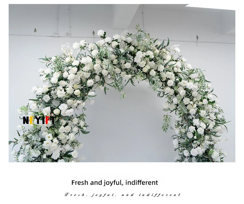 Green Olive Leaves White Rose Peony Flower Arrangement