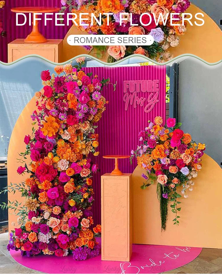 Rose Flower Row Wedding Table Runner Decoration