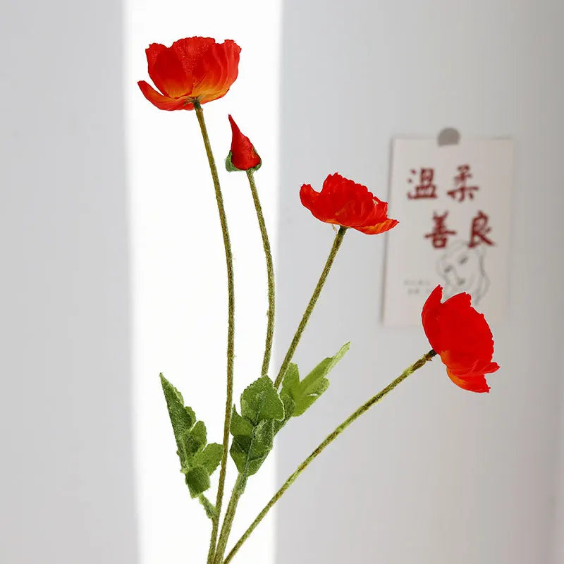 4 Head Artificial Poppy Flowers