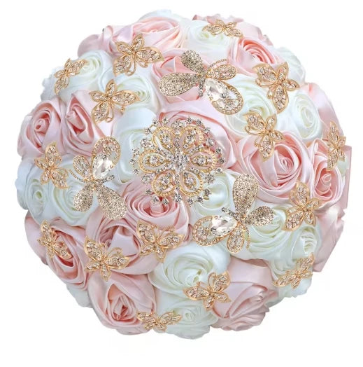 Pink Crystal Bridal Rose Bouquet