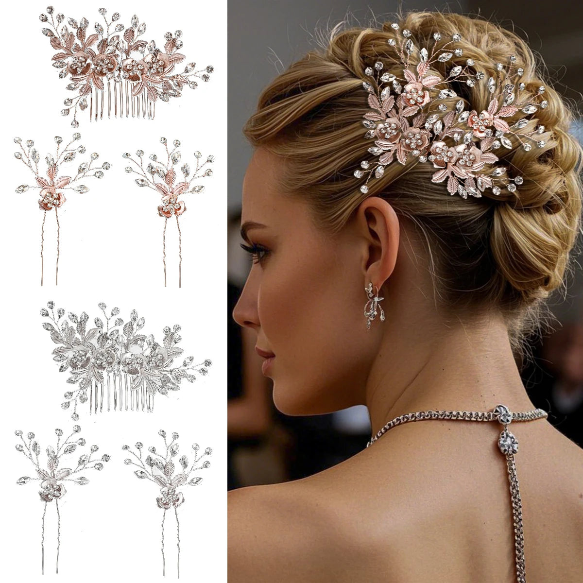 Crystal Rose Bridal Hair Comb