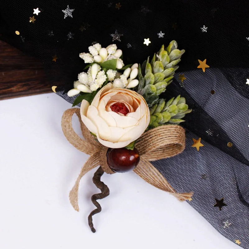 Rose Linen Wrist Corsage
