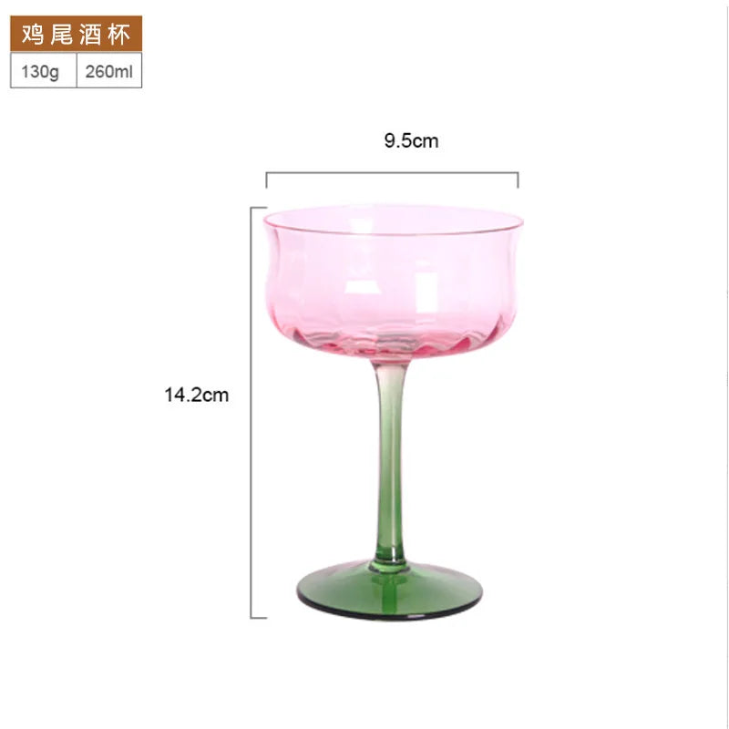 Creative Medieval Cocktail Wine Glasses Hand-Blown Gradient Dense Edge