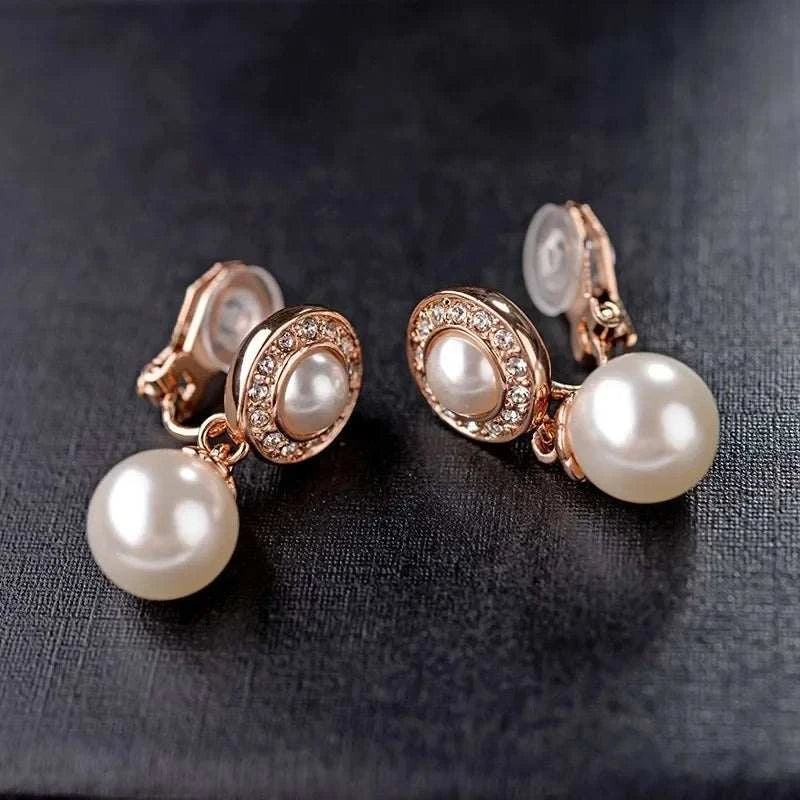 Korean Imitation Pearls Fake Piecring Ear Ring For Women Girl Trendy C