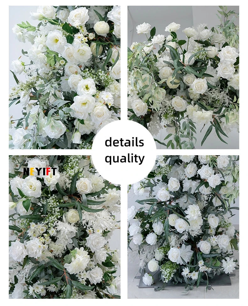 Green Olive Leaves White Rose Peony Flower Arrangement