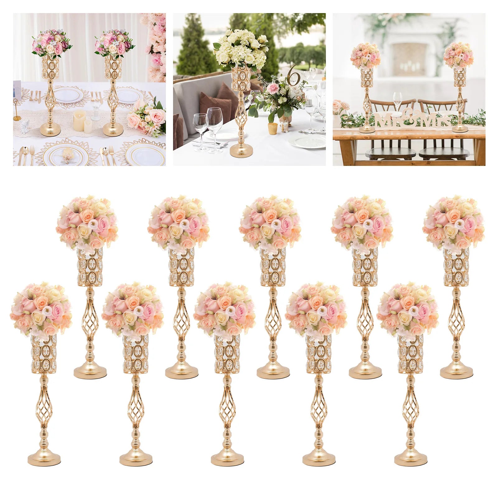 Elegant Wedding Flower Vases, 10-Piece Set