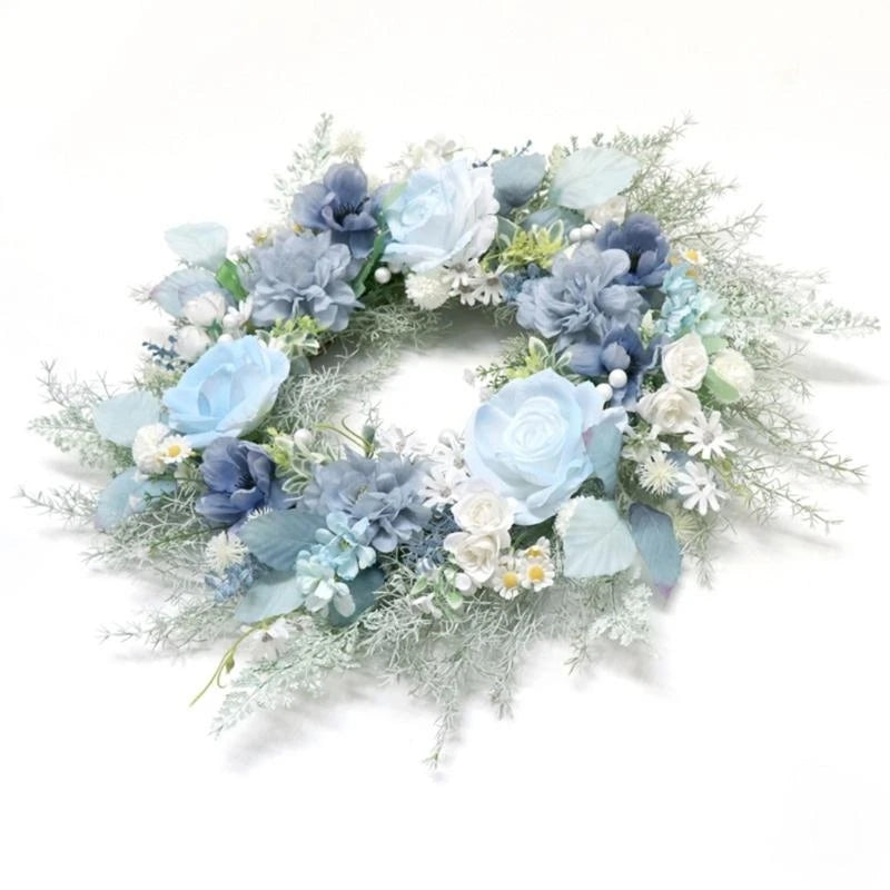 Blue Rose Floral Door Wreath